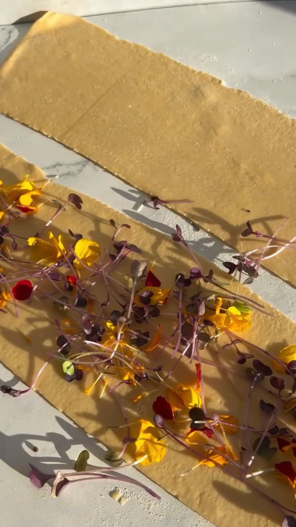Homemade Radish Microgreen Pressed Pasta | Leath Recipes