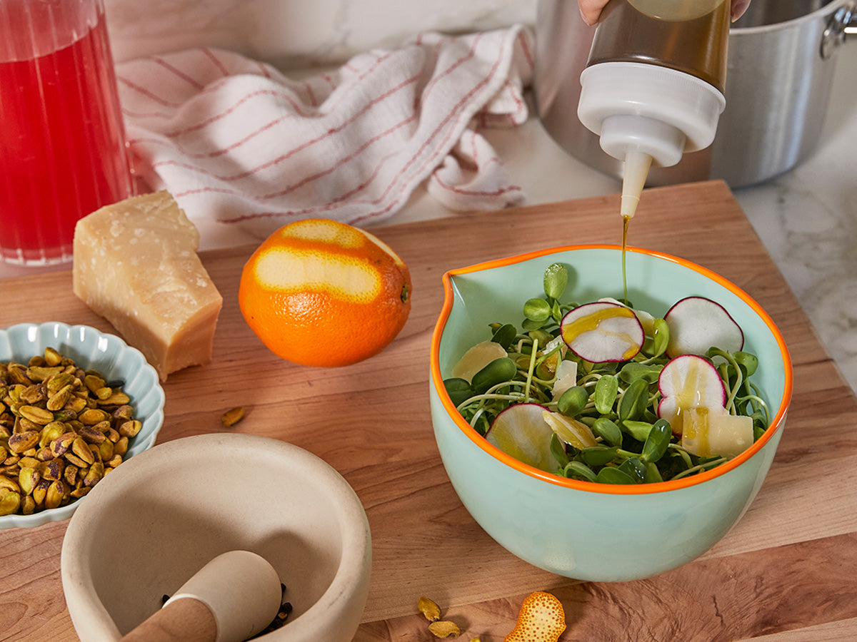 Sunflower Microgreen Salad with Radish, Parm, Olive Oil