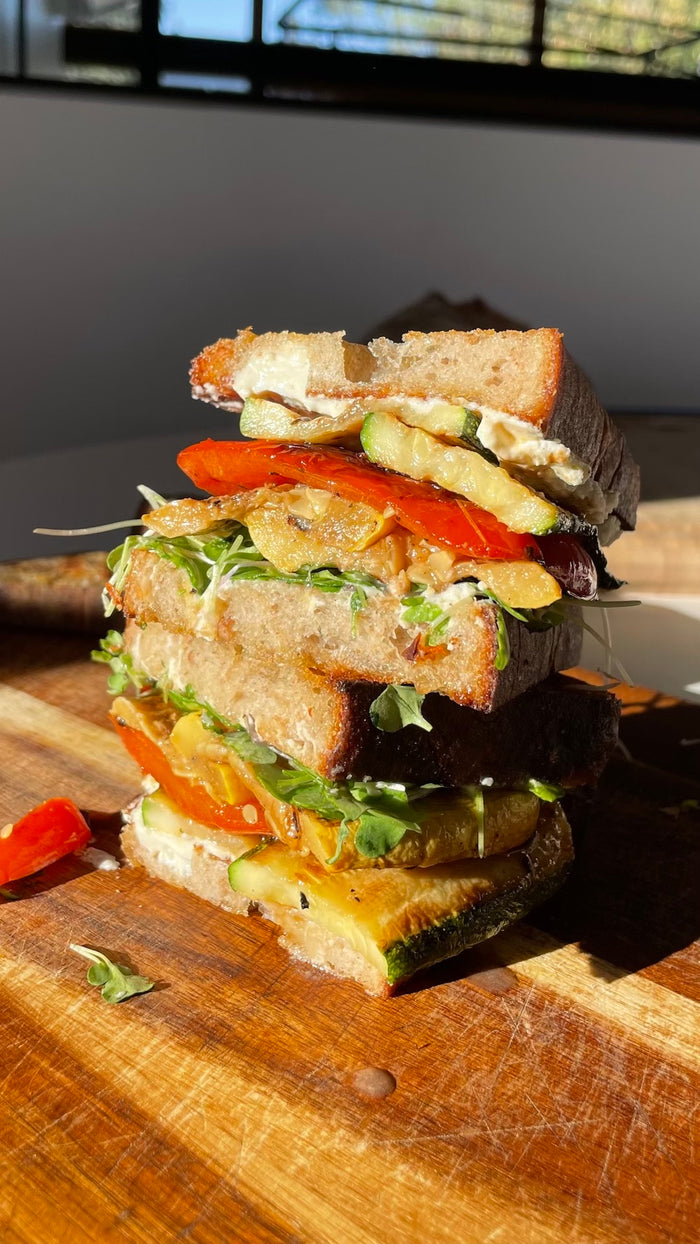 Grilled Vegetable Sandwich with Arugula Microgreens Recipe