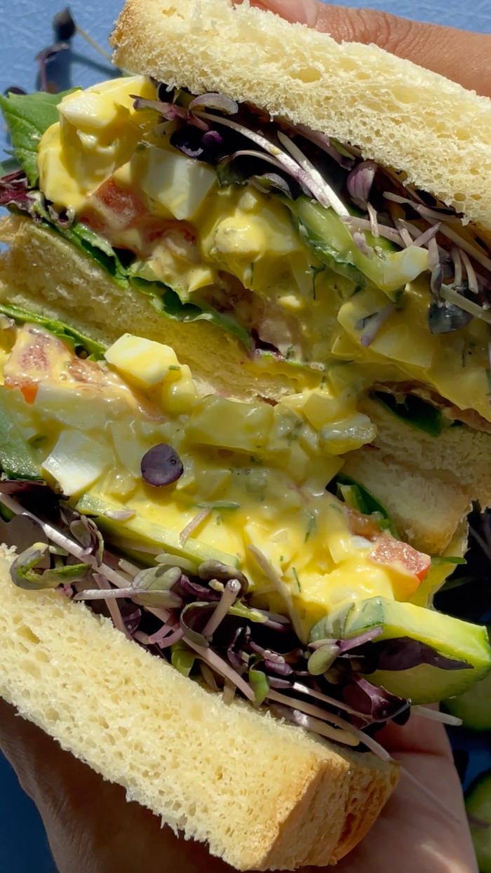 Radish Microgreen Egg Salad Sandwich